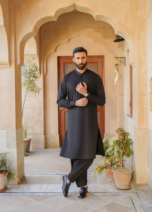 Premium Jet Black Boski Fabric For Men
